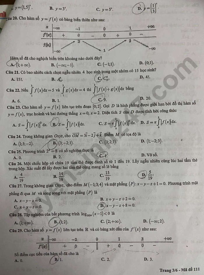 Đề thi thử tốt nghiệp THPT 2024 môn Toán của Sở GDĐT Hà Nội có gợi ý đáp án - Ảnh 4.